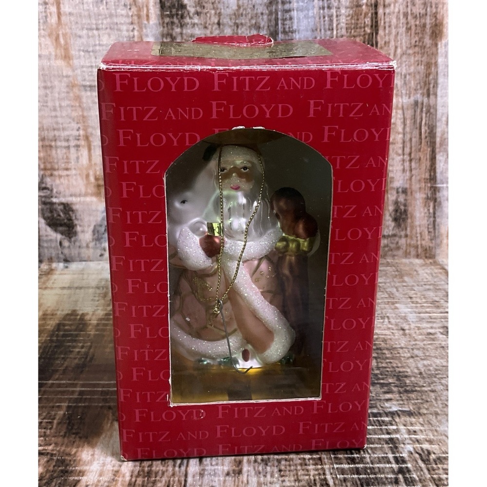 Fitz and Floyd Glass Santa Christmas Ornament